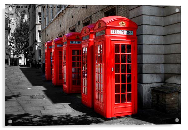 Telephone Boxes Acrylic by Chris Day