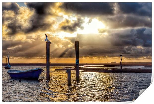 Sunset over Brancaster Staithe Print by Gary Pearson
