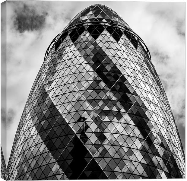 The Gherkin building in monochrome Canvas Print by Jason Wells
