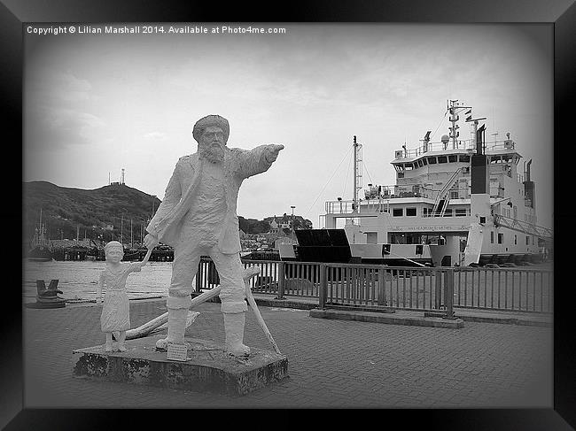 White Statue in Mallaig. Framed Print by Lilian Marshall