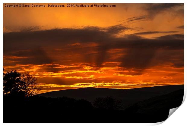 Dalescapes: Gunnerside Sunset and Silhouettes. Print by Sandi-Cockayne ADPS