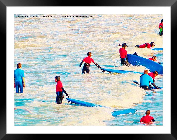 Learning To Surf Framed Mounted Print by Vincent J. Newman