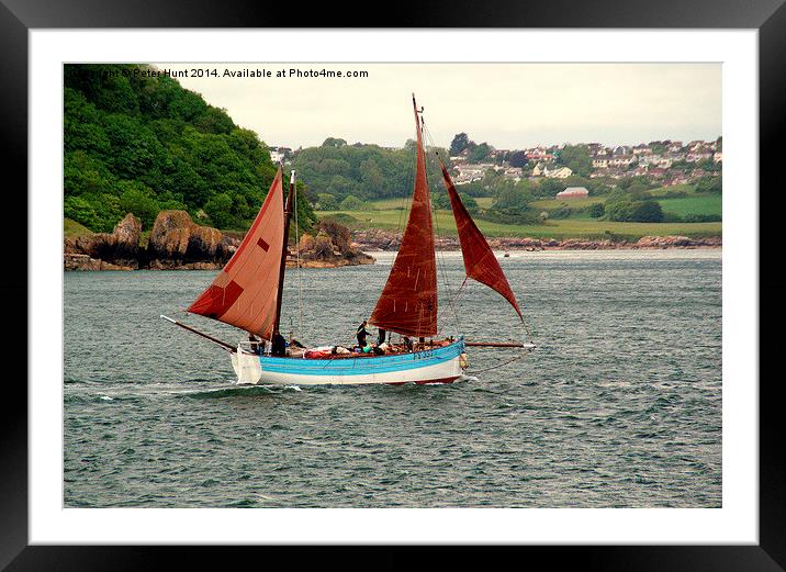 Cornish Lugger Sailing From Brixham Framed Mounted Print by Peter F Hunt