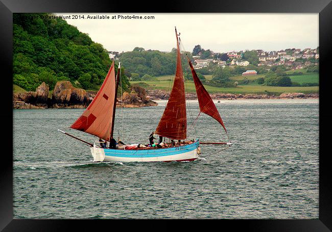 Cornish Lugger Sailing From Brixham Framed Print by Peter F Hunt