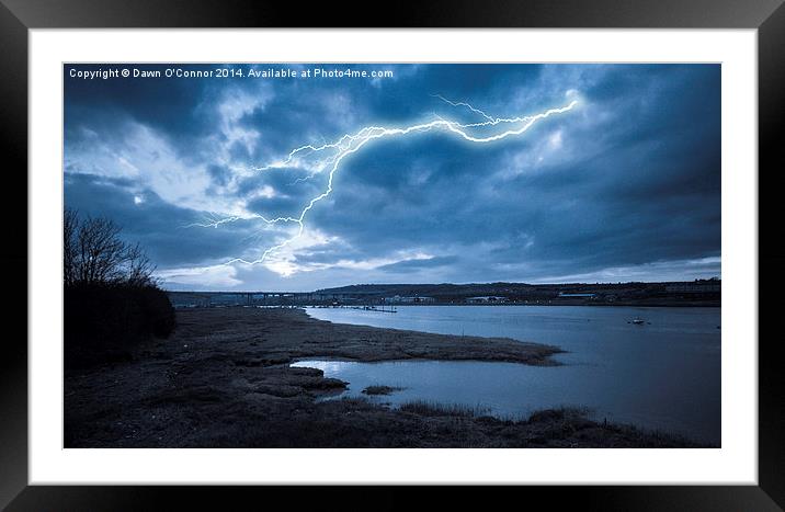 River Medway Lightning Framed Mounted Print by Dawn O'Connor
