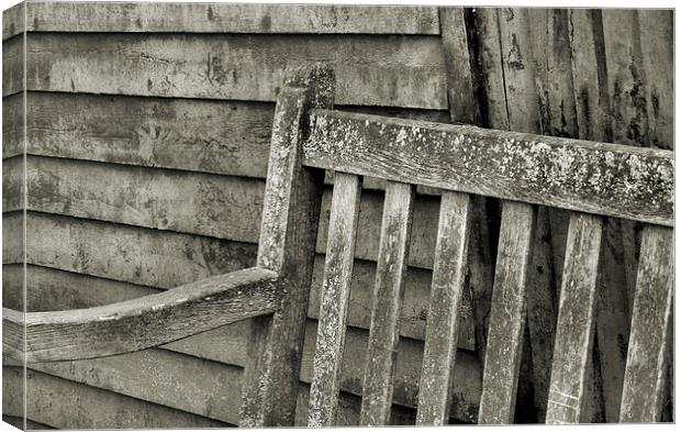 the old bench (mono) Canvas Print by Heather Newton