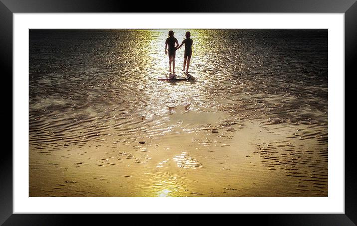Hand in Hand into Sunset Framed Mounted Print by matthew  mallett