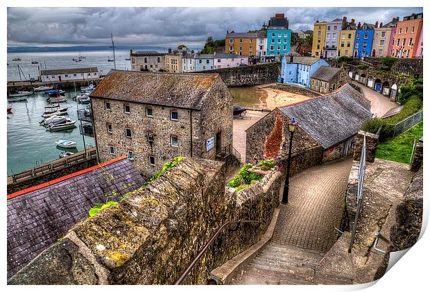 Down to Tenby Harbour Print by Simon West