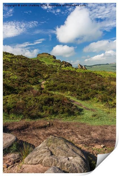 A Bright Sunny Day on Curbar Edge Print by colin chalkley