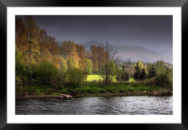 Brecon Beacons and river Usk Framed Mounted Print by Leighton Collins