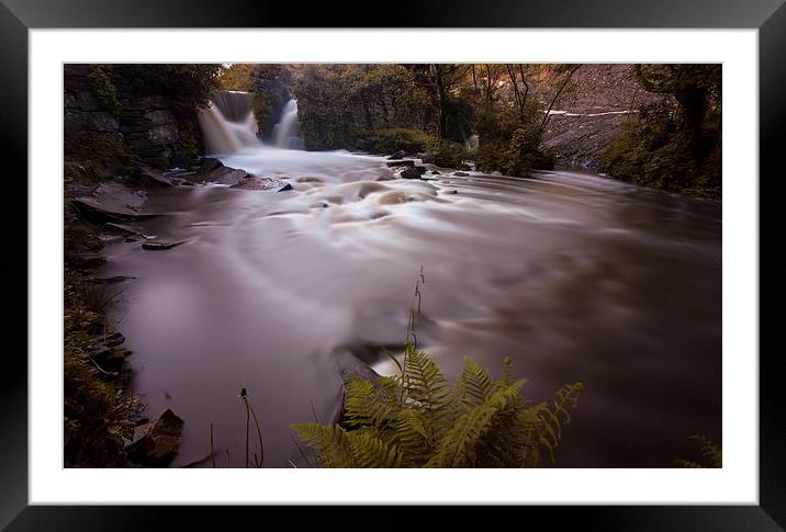 Penllergaer waterfall Swansea Framed Mounted Print by Leighton Collins