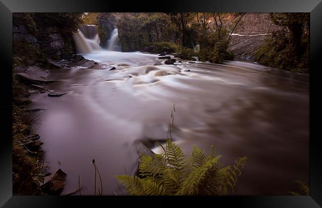 Penllergaer waterfall Swansea Framed Print by Leighton Collins