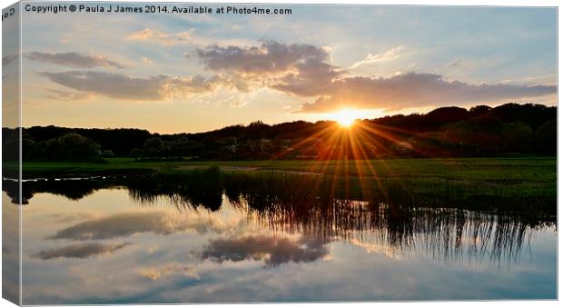 Sunset in Ogmore Village Canvas Print by Paula J James