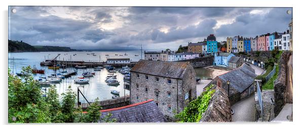 Tenby Harbour Panoramic Acrylic by Simon West