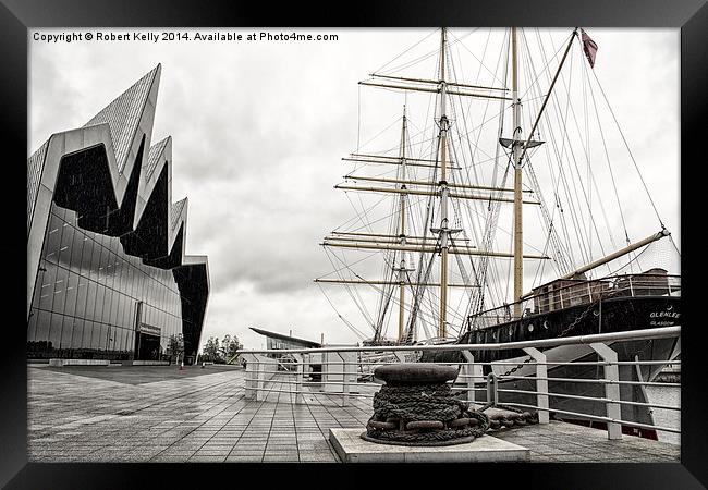 Glasgow Riverdside Museum & Glenlee Tall Ship Framed Print by Robert Kelly