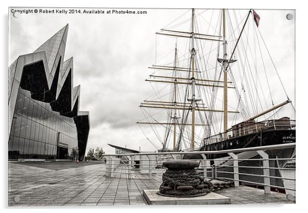 Glasgow Riverdside Museum & Glenlee Tall Ship Acrylic by Robert Kelly