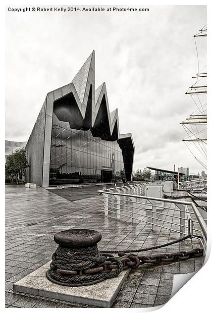Glasgow Riverdside Museum & Glenlee Tall Ship Print by Robert Kelly