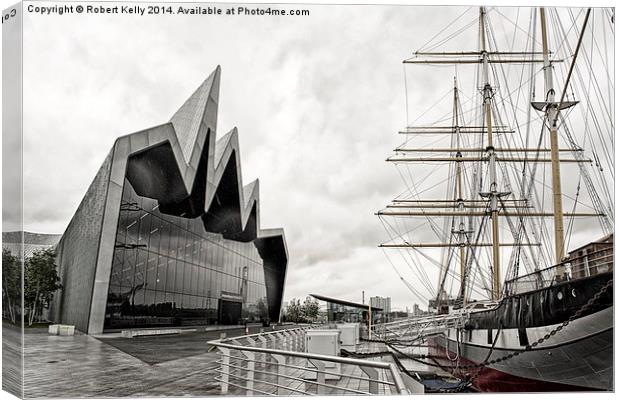 Glasgow Riverdside Museum & Glenlee Tall Ship Canvas Print by Robert Kelly