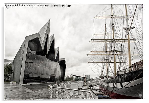Glasgow Riverdside Museum & Glenlee Tall Ship Acrylic by Robert Kelly