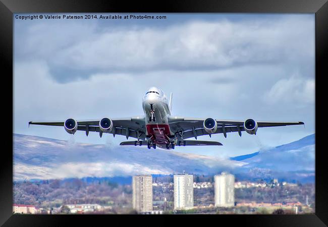 Emirates Take Off Framed Print by Valerie Paterson