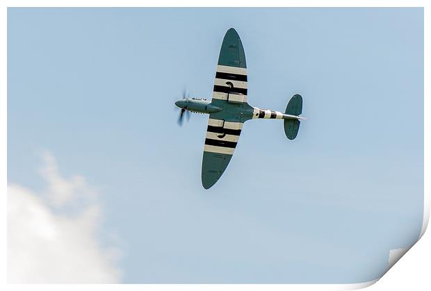 PR Spitfire in D-Day invasion stripes Print by Gary Eason
