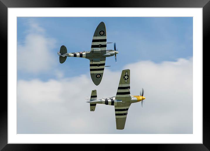 Spitfire and Mustang Framed Mounted Print by Gary Eason