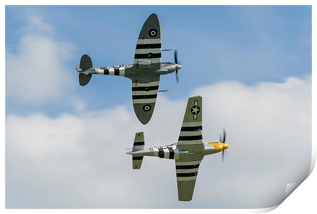 Spitfire and Mustang Print by Gary Eason