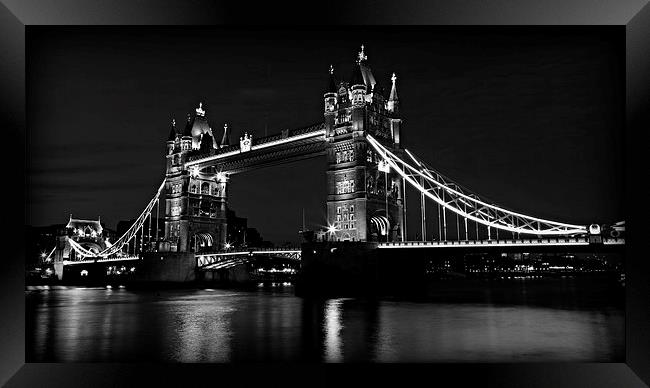 Tower Bridge Evening in B&W Framed Print by Stephen Stookey
