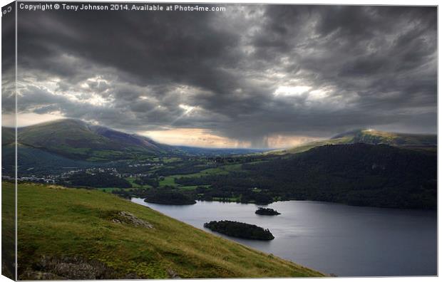 Stormy Skies From Catbells Canvas Print by Tony Johnson