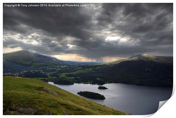 Stormy Skies From Catbells Print by Tony Johnson
