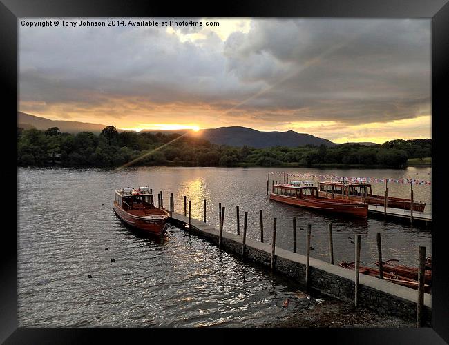 Sunset At Derwentwater Framed Print by Tony Johnson