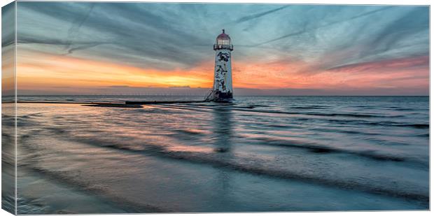 Talacre Welsh Lighthouse Sunset Canvas Print by Adrian Evans