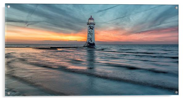 Talacre Welsh Lighthouse Sunset Acrylic by Adrian Evans