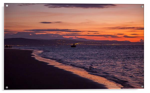 Rhyl Beach Sunset Wales Acrylic by Adrian Evans