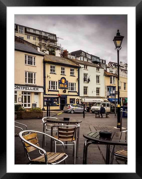 Harbour Cafe, Brixham, England, UK Framed Mounted Print by Mark Llewellyn