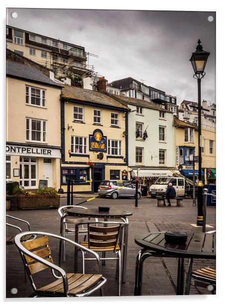 Harbour Cafe, Brixham, England, UK Acrylic by Mark Llewellyn