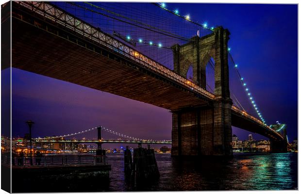 Twilight At The Brooklyn Bridge Canvas Print by Chris Lord