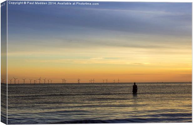 Windfarm at sunset Canvas Print by Paul Madden