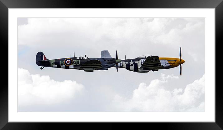 Mustang and Spitfire Framed Mounted Print by J Biggadike