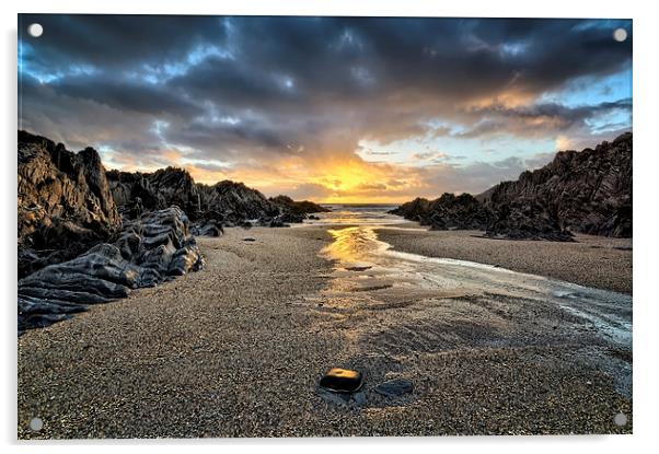 Barricane Beach, Woolacombe, North Devon. Acrylic by Dave Wilkinson North Devon Ph