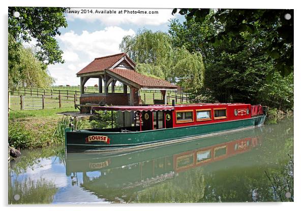 CANAL BARGE LOUISE ON THE BASNGSTOKE CANAL Acrylic by Anthony Kellaway