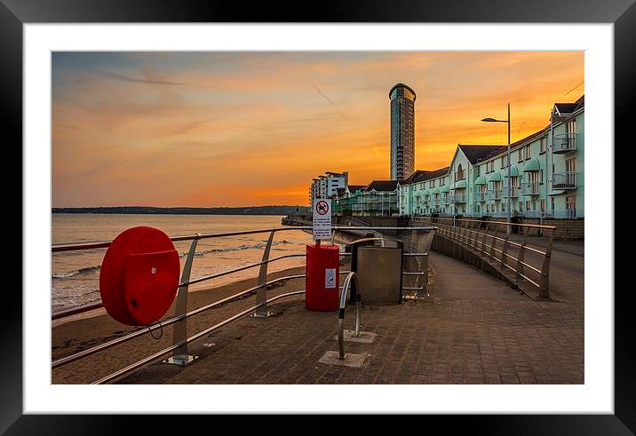 Swansea Seafront Sunset Framed Mounted Print by Dean Merry