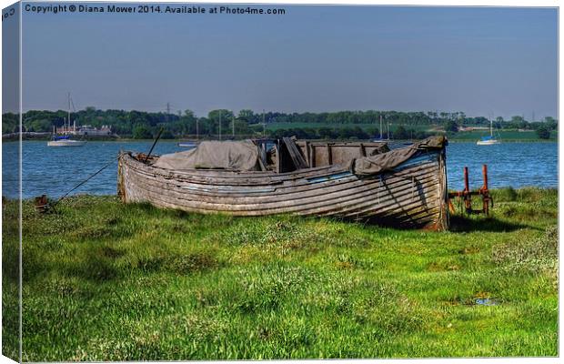 Old Boat River Stour Mistley Canvas Print by Diana Mower