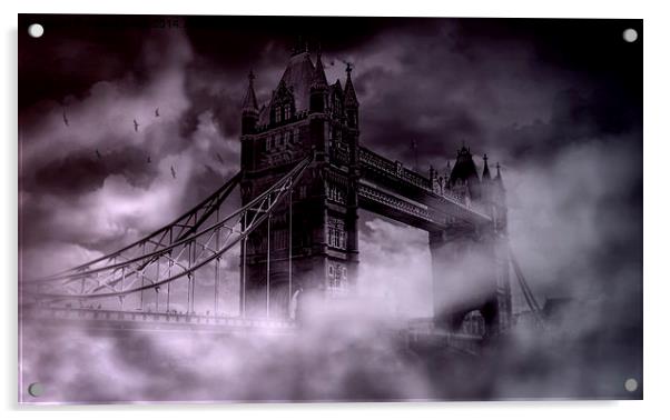 Tower Bridge Purple Haze Acrylic by stewart oakes