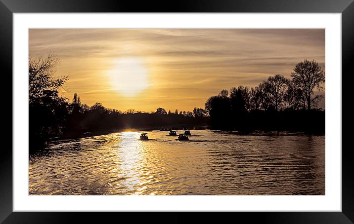 Sunset Thames Framed Mounted Print by Jon Mills
