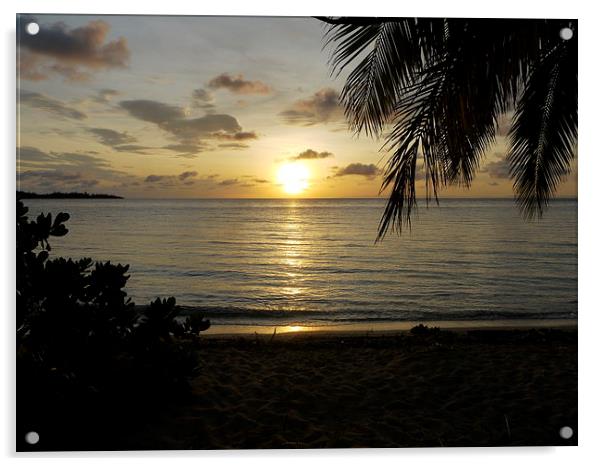 Fiji Sunset Acrylic by Claire Clarke