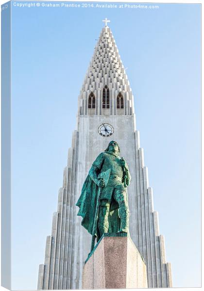 Statue of Leif Erikson, Hallgrímskirkja, Reykjavik Canvas Print by Graham Prentice