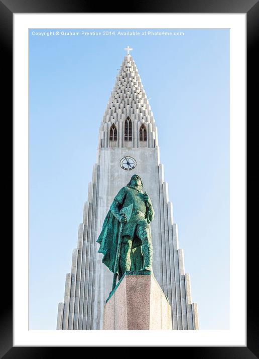 Statue of Leif Erikson, Hallgrímskirkja, Reykjavik Framed Mounted Print by Graham Prentice
