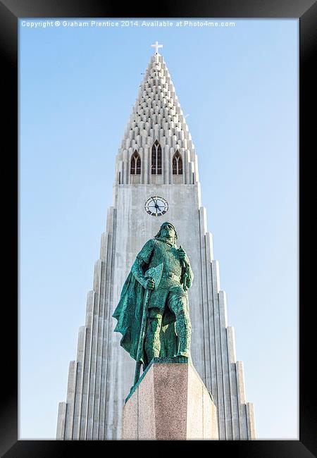 Statue of Leif Erikson, Hallgrímskirkja, Reykjavik Framed Print by Graham Prentice