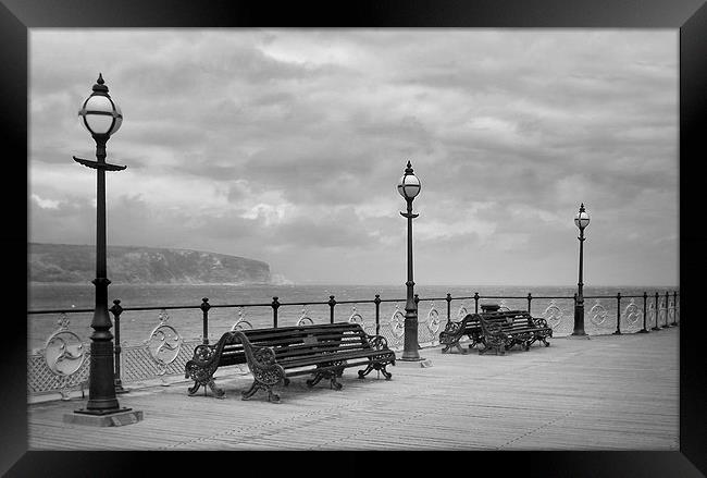 Swanage Pier Black And White Framed Print by Linsey Williams